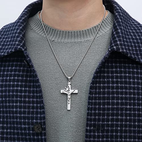 HZMAN Dove Holy Land Gift INRI Cross Crucifix stainless steel Pendant Necklace With Free Chain2