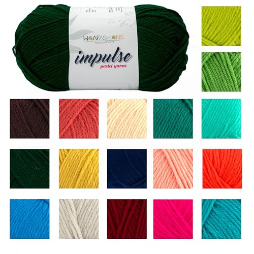 Image of WOAFashions Impulse Hand Knitting & Crochet Yarn, Premium Acrylic, 4 : Medium (Rain Forest) (4x100gms / 14.1oz)