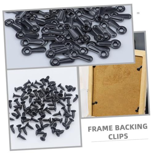 Image of Housoutil 100pcs Frame Hardware Clips for Photo Frames Backing Fasteners with Screws for Hanging Pictures Versatile Wall Mounting for Home Decor