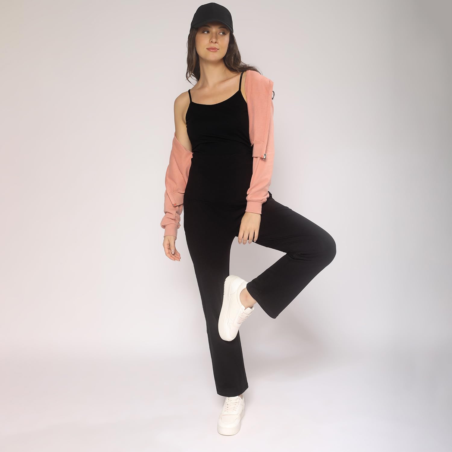 MomToBe Women's Cotton Maternity Track Pants/Pregnancy Track Pants/Maternity Trouser for Pre and Post Pregnancy (Medium) Black - Image 5 thumbnail