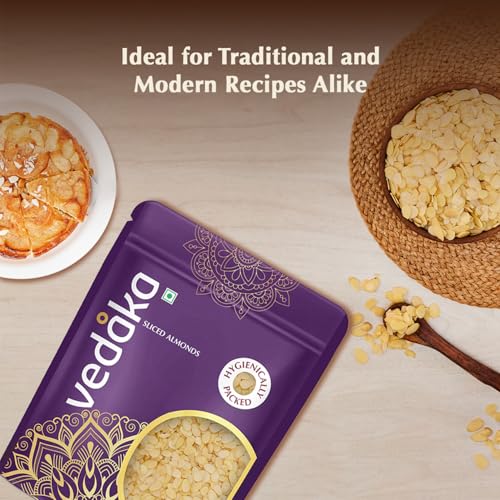 Image of Amazon Brand - Vedaka Sliced Almonds| 200 g | California Almonds | For Cooking, Baking and Garnishes | High Protein and Fiber