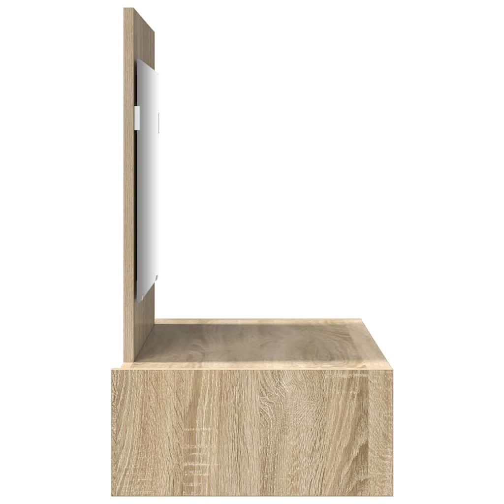 Schminktisch Braun aus Holzwerkstoff 83 x 40 x 70 cm mit Spiegel und Schublade, moderner Kosmetiktisch für Schlafzimmer und Ankleidezimmer, Stauraum und Organizer für Makeup und Pflege