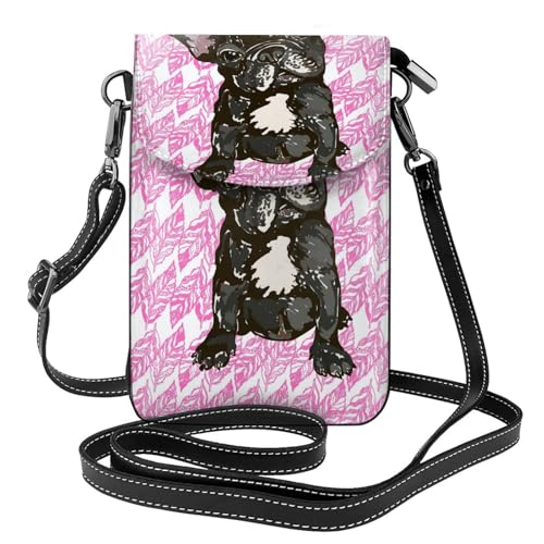 Petit sac bandoulière bouledogue français pour femme avec portefeuille téléphone et porte-cartes