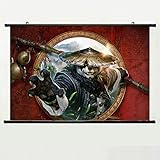 Wall Posters Wall Scroll Poster with World of Warcraft Mists of Pandaria Panda Leaves Stick Foot Home Decor Fabric Painting 23.6 X 15.7 Inch