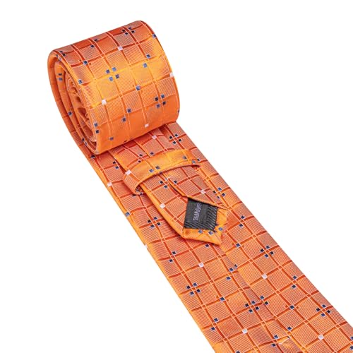 Image of YOHOWA Men Plaid /Striped Ties Set Silk Business Wedding Formal Fashion Necktie and Pocket Square Cufflinks Set