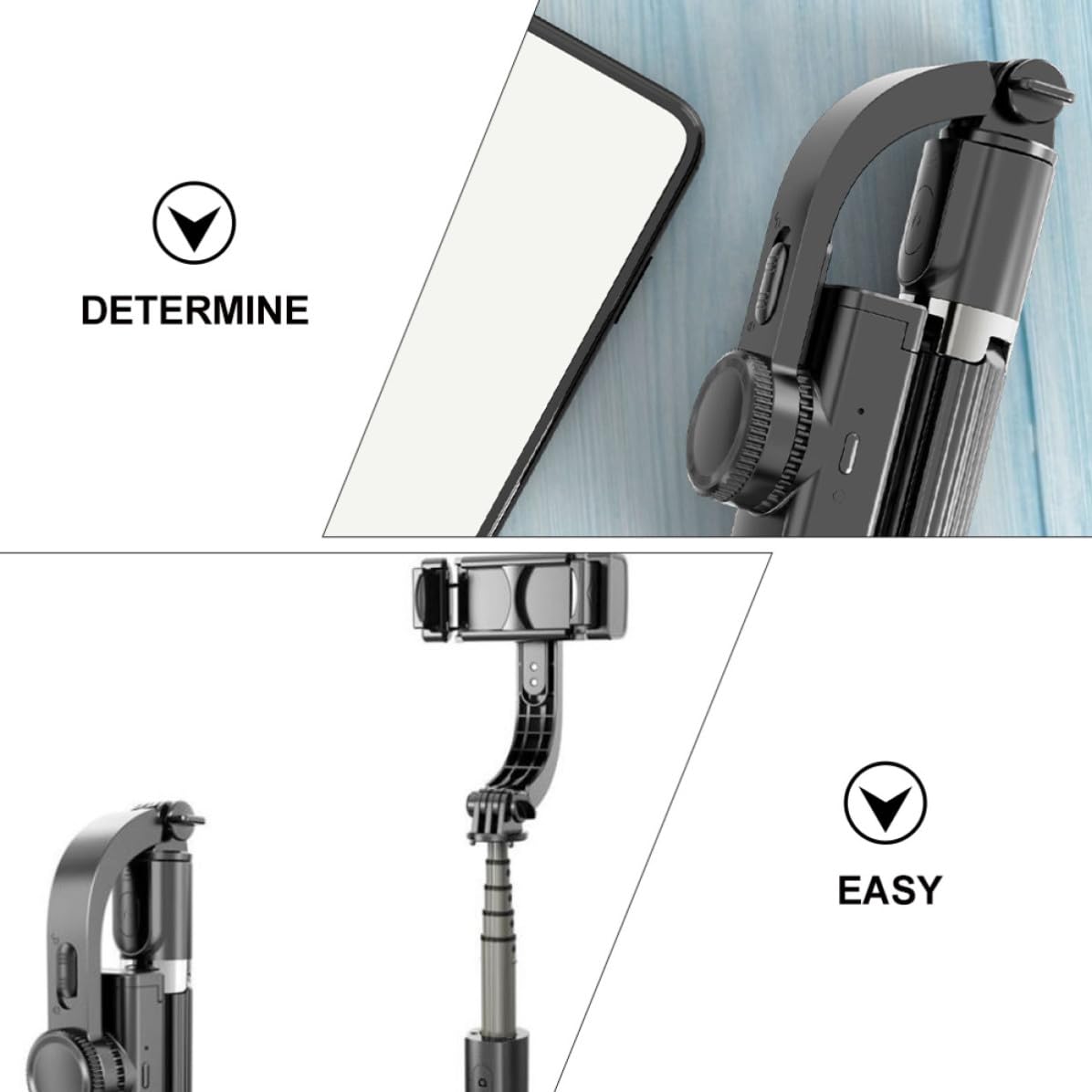Stabilizzatore per Telefono Treppiede Selfie, Nero, Abs, 450mah
