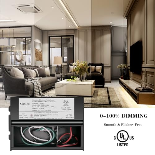Image of 60W 24V Dimmable LED Driver, Triac /Phase /ELV /MLV Dimmable Power Supply, AC to DC Transformer for LED Light, Compatible with Lutron and Leviton Dimmers, UL Listed, Class 2