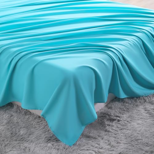 Image of NTBAY King Microfiber Flat Sheet, 105 x 102, Blue