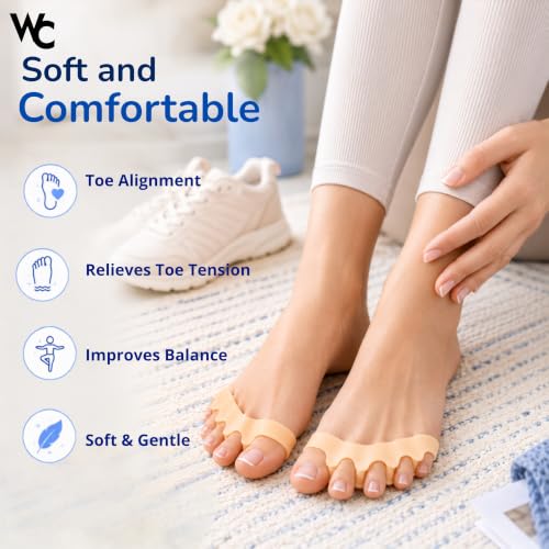 Image of WC Silicone Toe Separator for Feet|Gel Toe Corrector|Bunion Support|Beige