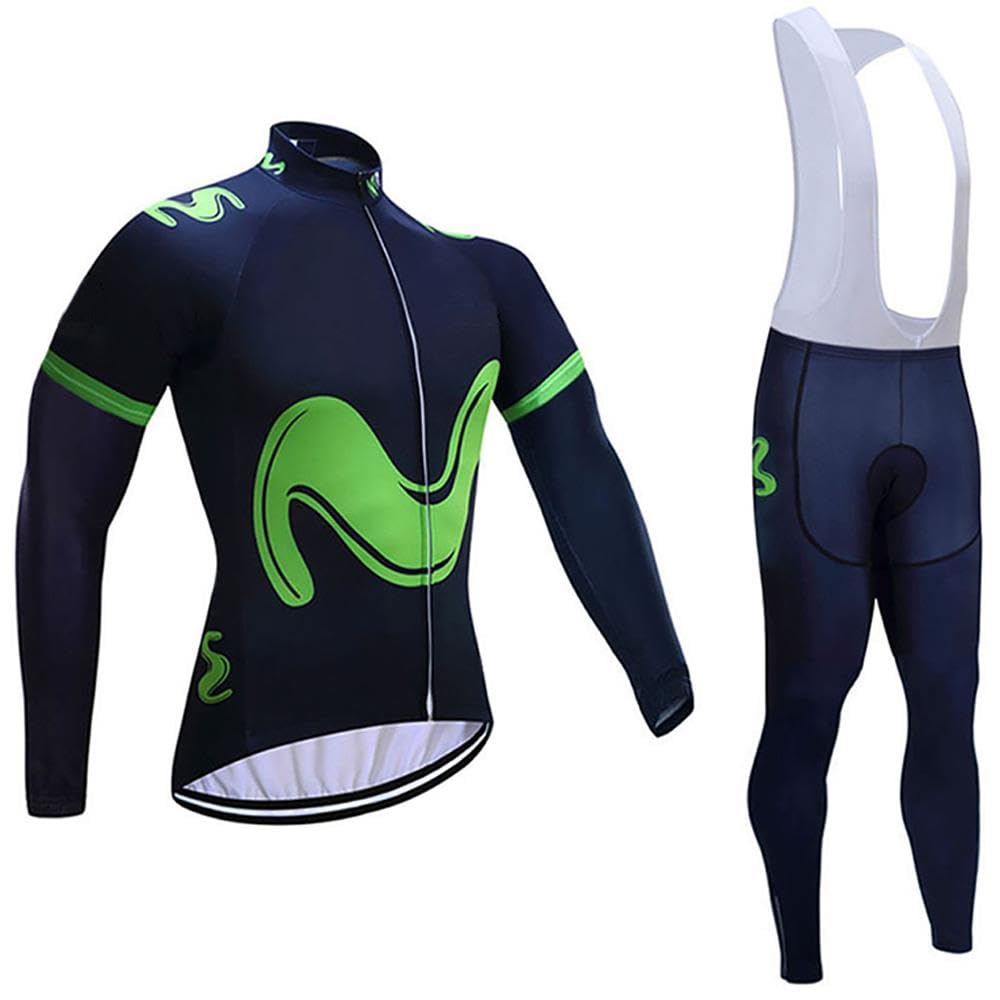 Moxilyn Conjunto Jersey De Ciclismo,Polar Térmico De Invierno Manga Larga,Ropa De Ciclismo,Top De Manga Larga y Pantalones Largos De Johns,Set De Ciclismo Caliente,Cálido ya prueba de viento