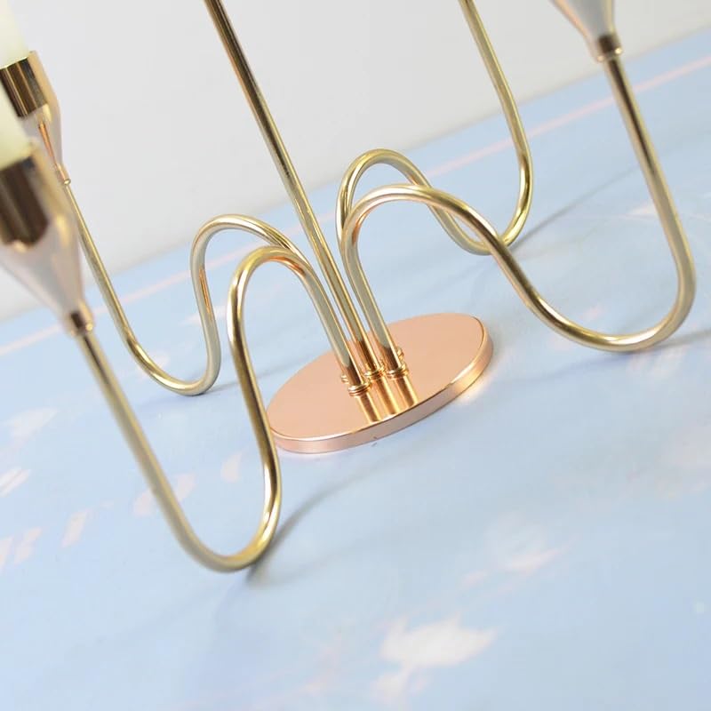 Portavelas de metal dorado para boda, fiesta, hogar, centro de mesa, sala de estar, candelabros (tamaño grande)