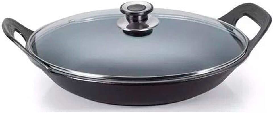 Panela Risoto De Ferro Fundido Com Tampa De Vidro - 5 L