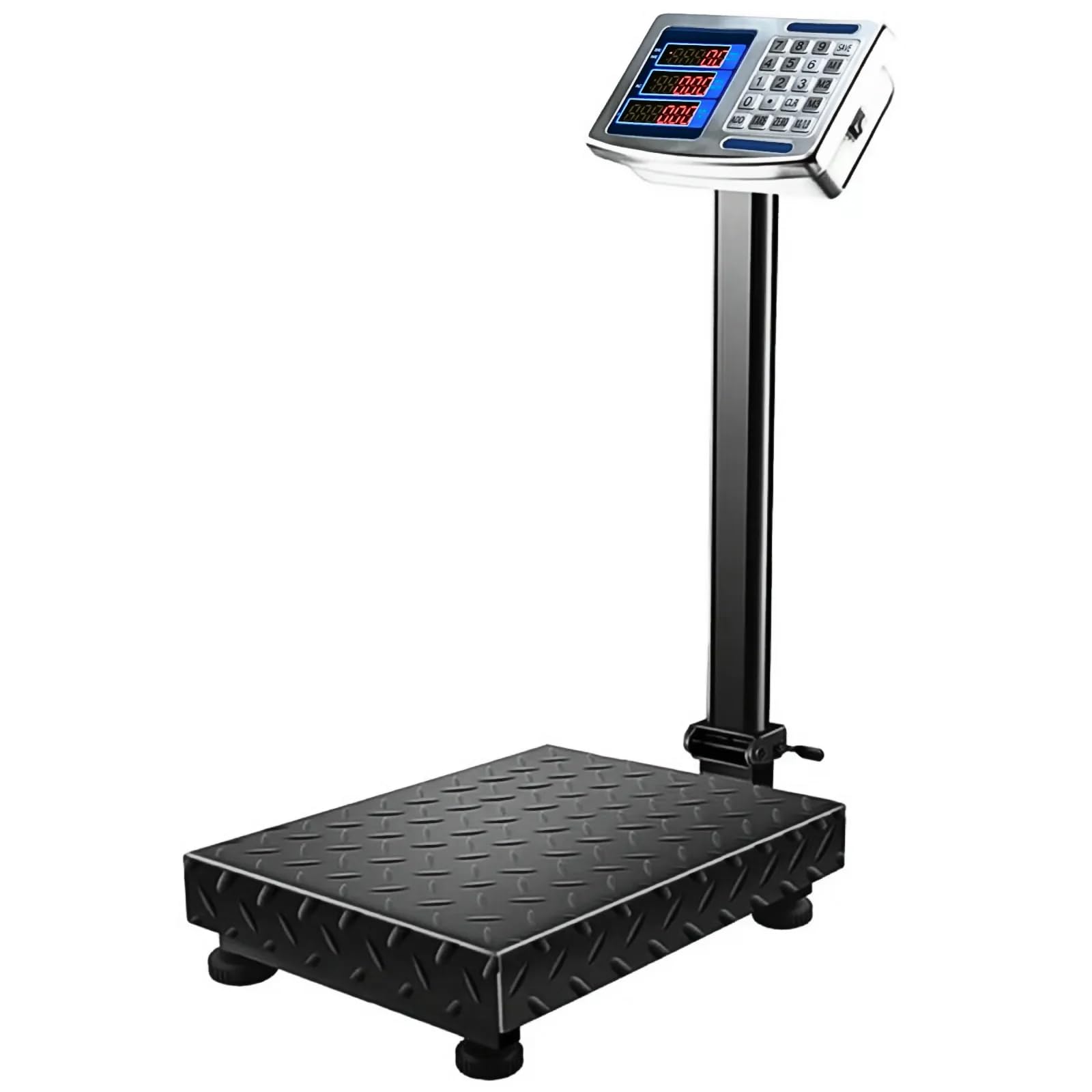 Voltix Bilancia Elettronica 150kg, Bilancia Pesa Pacchi Digitale Professionale Ricaricabile con Display in Acciaio Inox e Braccio Pieghevole