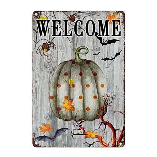 Plaque citrouille Halloween en métal : transformez facilement votre mur de buanderie