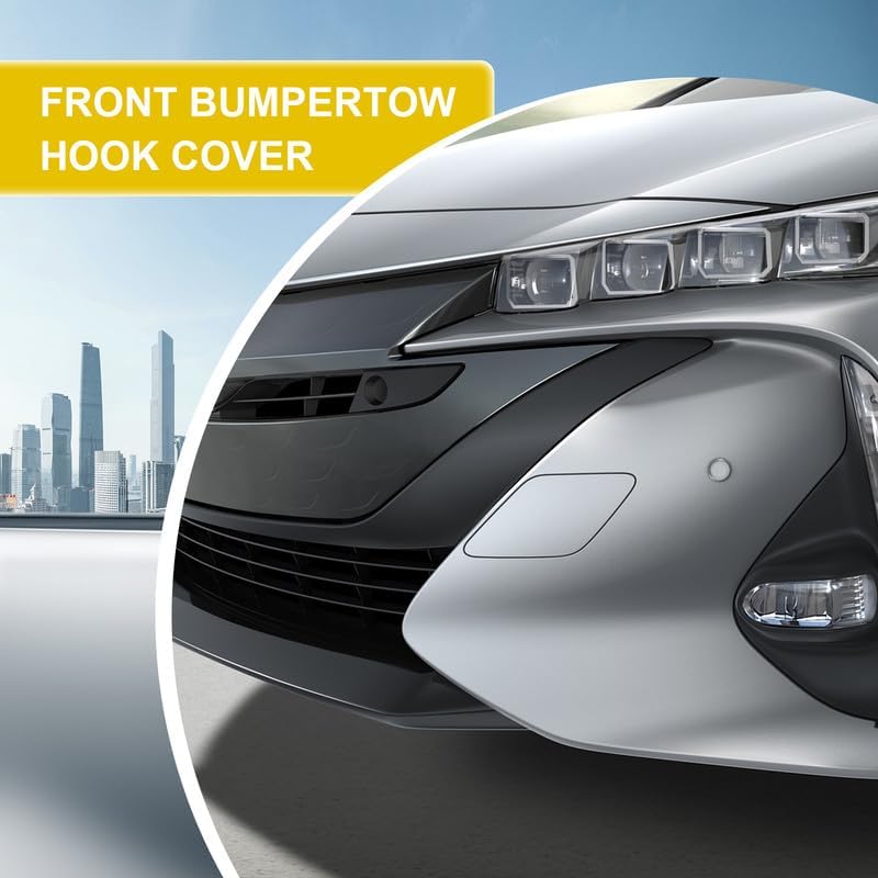 Car Front Bumper Tow Hook Cover Compatible with Toyota Prius 2016 2017 2018 Trailer Cover Cap 52128-47070 52127-47907 Small Lid Towing Eye Cap Silver