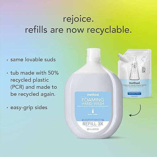 Miniatura 4 de Method Repuesto de jabón de manos espumoso, jengibre naranja, botella reciclable, fórmula biodegradable, 28 onzas líquidas (paquete de 4)