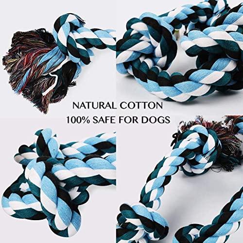 Image of 5 Knot Dog Chew Rope + Dog Chew Toys + Puppy Teething Toys + Rope Dog Toy + Dog Toys for Small to Medium Dog Toys + Dog Toy Pack + Tug Toy + Dog Toy Set + Washable Cotton Rope for Dogs