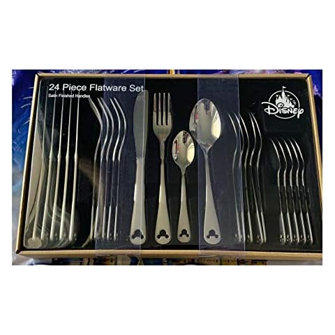Disney Parks Mickey Mouse Icon Silhouette 24 pcs Satin Finish Silverware Flatware Set Cover
