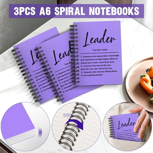 Carnet de poche A6 à spirale violet : lot de 3 notes professionnelles