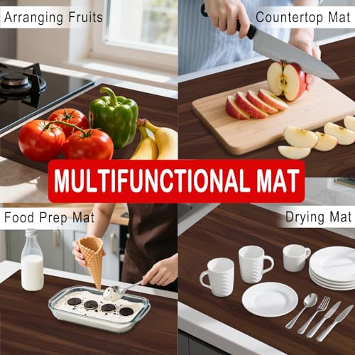 Image of Nuxovilar Stove Top Cover for Electric Stove, 20x28 Inch Polyester Glass Cooktop Protector with Rich Dark Wood Grain Texture, for Kitchen Decor & Daily Use