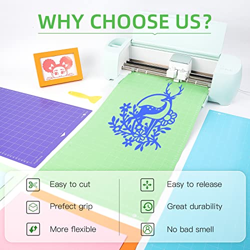 Image of HTVRONT Standard Stickness Cutting Mat 12 inchx24 inch, 3 Pack, Quilting & Crafting | Compatible with Cricut Maker 4 /3 /Maker, Explore 5 /4 /3 /Air 2 /One Machine, Standard Adhesive Sticky Quilting Cutting Mats