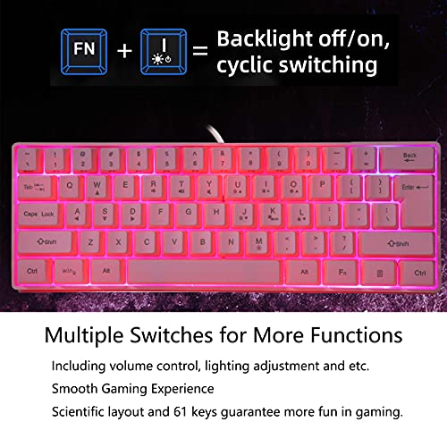 Teclado Gamer V700 Mecánico USB RGB 61 Teclas Rosa miniatura 3