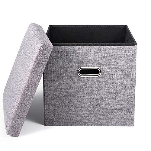 収納スツール 椅子 収納ボックス 座面取り外し 折りたたみ 耐荷重150kg 足置き 多機能 省スペース38cm×38cm (グレー, 38CM)