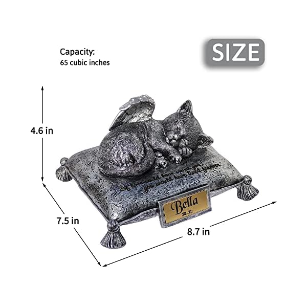 Wslhfeo angel cat sleeping on pillow cremation urn small pet memorial statue engraved with your pet's name l8 - image 6