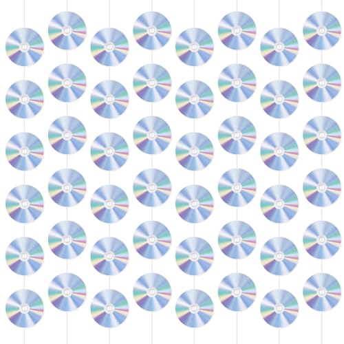 8pzs Decoraciones Fiestas de los 90, Retro Pancarta Colgante con Recortes CD Decoración Fiestas con Temática Musical Guirnaldas Vintage para Fiestas de Décadas Cumpleaños Y2K Discoteca