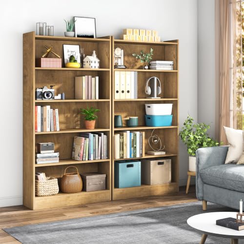Image of Tribesigns 72-inch Tall Bookcase, Farmhouse 6-Tier Brown Library Bookshelf with Storage Shelves, Large Open Bookcases Wood Display Shelving Unit for Bedroom Living Room Office