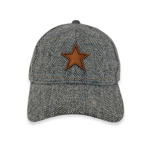 Lila and Sage Womens Wool Baseball Cap Gray Tweed Brown Embroidered Star Adjustable Transitional Hat Travel Vacation Cap Gorras para Mujer originales