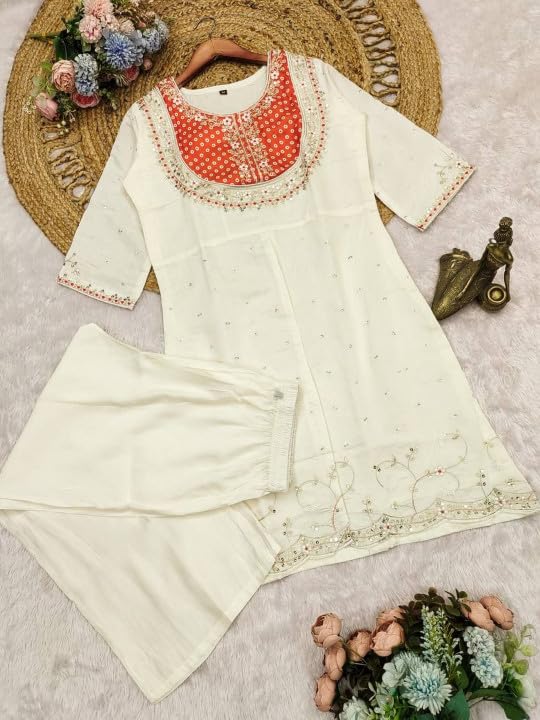 Image of Wedding Outfit For Women Embroidered Shrara Set For Women Designer Silk Kurta With Sharara Pants Festive Ethnic Wear Traditional Outfit For Celebrations Functions Ceremonies And Gatherings