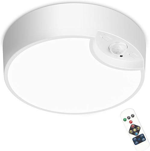 Miniatura 1 de Funlenry Battery Powered Motion Sensor Ceiling Light with Remote - Battery Ceiling Light for Closet, Shower, Stair, Hallway, ect