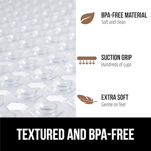 Miniatura 5 de Gorilla Grip - Alfombrilla de ducha patentada, 21 x 21pulgadas, lavable, cuadrada, para ducha con agujeros de drenaje, ventosas.