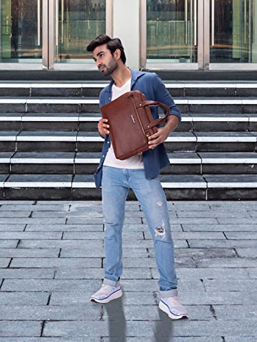 Image of COSMUS Scarlett PU Leather Sleek Laptop Bag fits up to 15.6 inches Laptop Messenger Office Bag for Men
