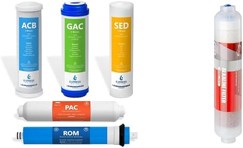 Miniatura 1 de Express Water Juego de filtros de repuesto para sistema de ósmosis inversa y cartucho de filtro de agua alcalino iSpring FA15