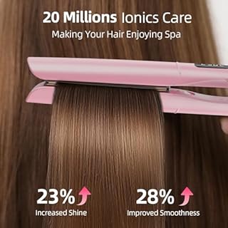 Dekuri 2 in 1 Hair Straightener and Curler, Smooth Titanium Plate,30s Fast Heat Flat Iron, 120-230℃ LCD Display, Ionic Hair Straighteners for Women(Pink)