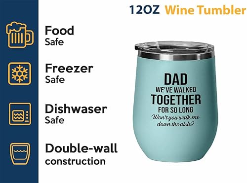 Miniatura 2 de Bride Proposal Teal Edition Vaso de vino de 12 onzas – Caminados juntos por tanto tiempo – Propuesta de regalo para papá, padrastro, abuelo, padre,