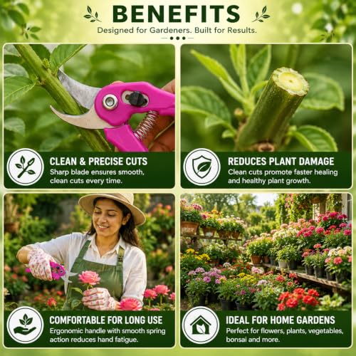 Image of Indian Gardens - Garden Pruner | Heavy Duty Pruning Shear for Branches, Flowers, Stems & Plants | Sharp Blade Gardening Tool with Comfortable Grip