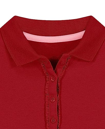 Image of NAUTICA Girls' Uniform Long Sleeve Polo with Ruffle Placket