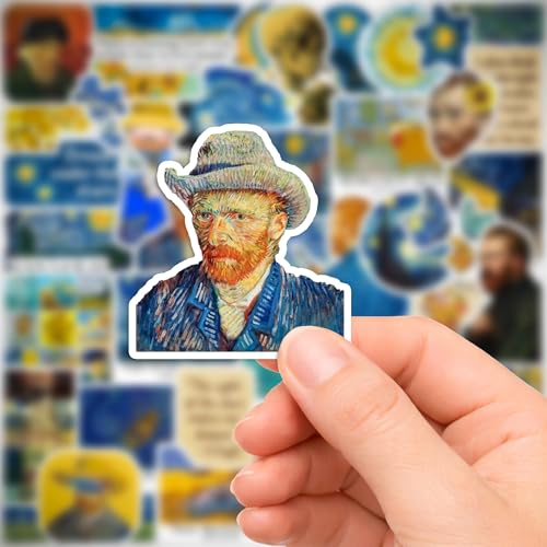 Image of Van Gogh Art Sticker Pack (40+ Stickers) | Classic Art Aesthetic Collection | Iconic Paintings Inspired Stickers | Glossy Premium Vinyl | Waterproof Stickers for Laptop, Bottle & Phone