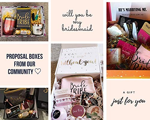 Heather & Willow 6 Piece Set | Navy Blue Bride Tribe Canvas Cosmetic Makeup Clutch Gifts Bag for Bridesmaid Proposal Box & Bridesmaids Bachelorette Party Favors4