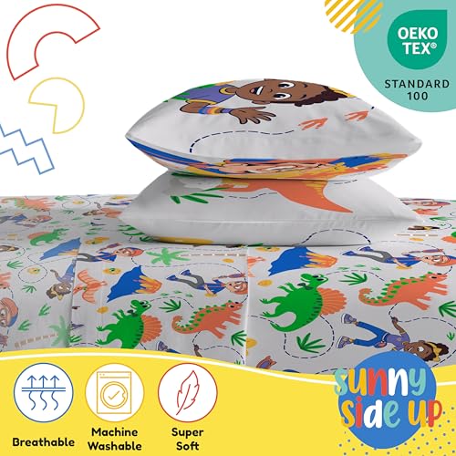 Image of Sunny Side Up Kids Sheet Set Includes Sheets and Pillow Cover - 100% Microfiber Bedding and Room Decor, Gray - Blippi, 4 Piece Full