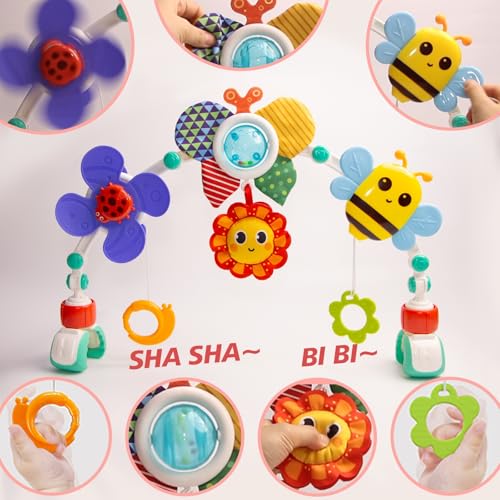 Baby Activity Arch Toy Bar for Stroller, Bassinets and Car Seat, Adjustable Crib Toys Hanging Attachment, Sensory Development Toys with Rattles - Image 4