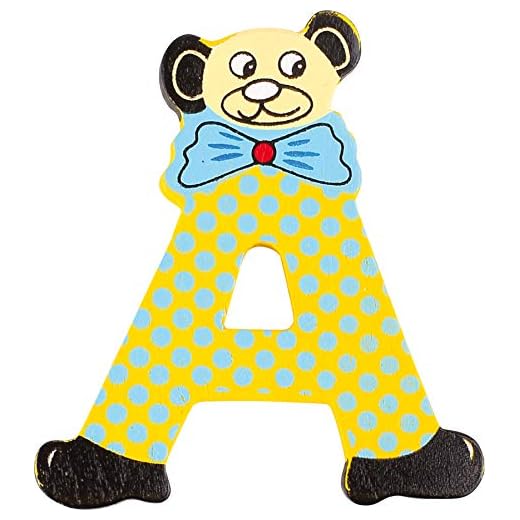 JINTORA - Carta de Madera - A - para niños y bebés - Adorno de Oso para la guardería, la Escuela, el jardín de Infancia, para el Juego, la artesanía y la recolección