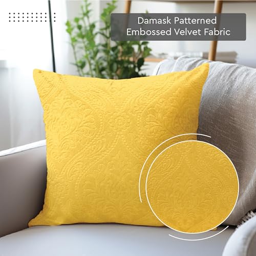 Image of Encasa XO Velvet Cushion Covers, Soft Pillow Covers, No Inserts Lemon
