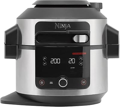 Ninja Foodi 11-in-1 SmartLid Multi-Cooker, 6L, Electric Pressure Cooker & Air Fryer, Layer Mains & Sides with Reversible Rack, Cooks 4 Portions, Dishwasher Safe Parts, Stainless Steel/Black OL550UK