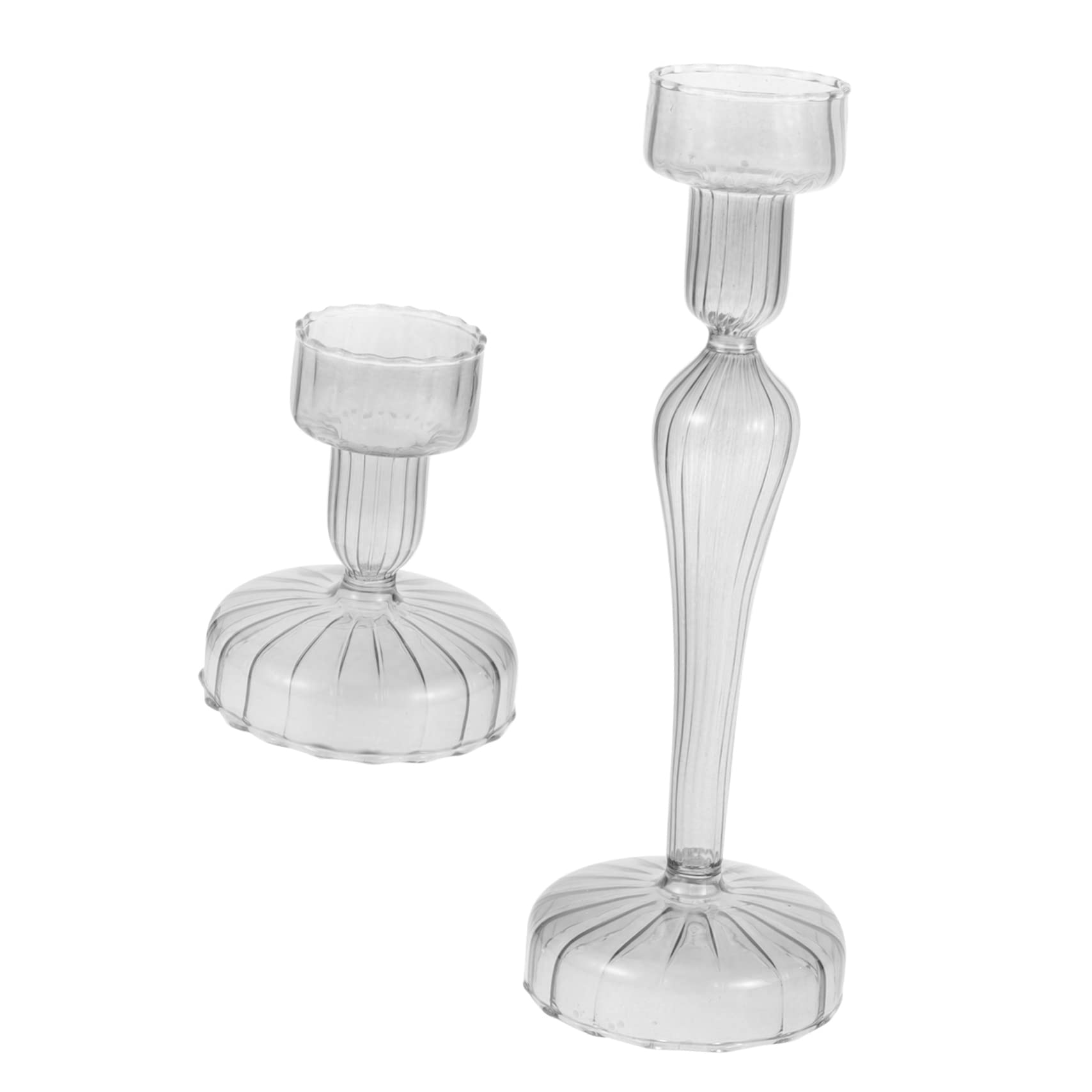 Cabilock 2pcs Candlestick Glass Candleholders Creative Candle Holder Glass Pillar Candle Holder Glass Taper Candle Holder Clear Glass Candle Holders Glass Candles Holder Candle Stand