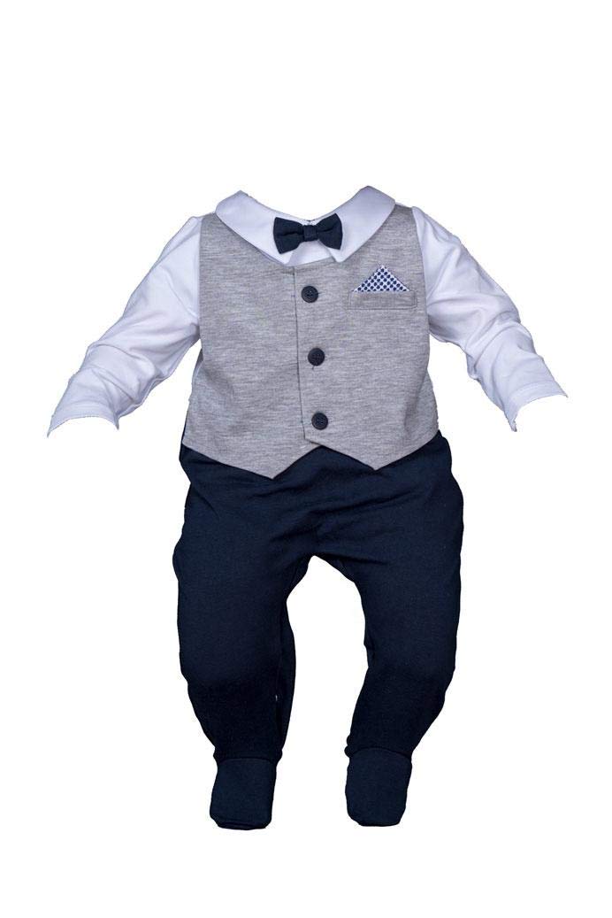 Baby Junge Strampler mit Weste Anzug Baby Overall Einteiler Taufstrampler Taufanzug