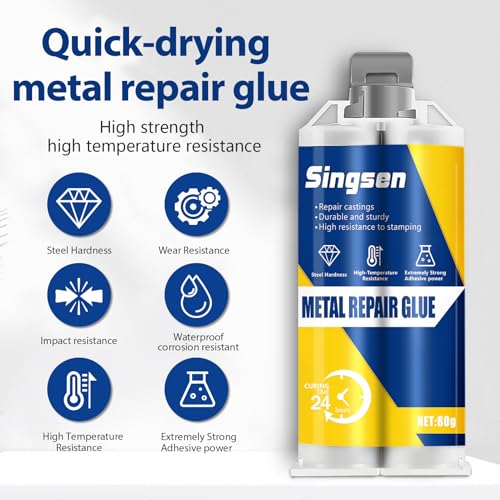 Image of Metal Repair Glue, 80g Metal Epoxy Glue Heavy Duty, High-Temp Resistant, Bonds Metals, Plastics, Stainless Steel & Aluminum Alloy for DIY Crafts & Repairs